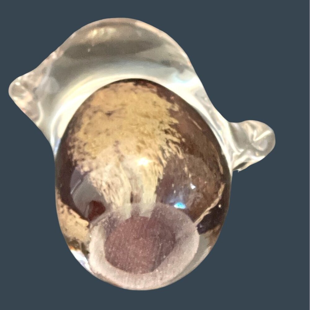 Mini Paperweight Hand Blown Art Glass Small Bird Figurine Brown Earth Vintage - Picture 4 of 7